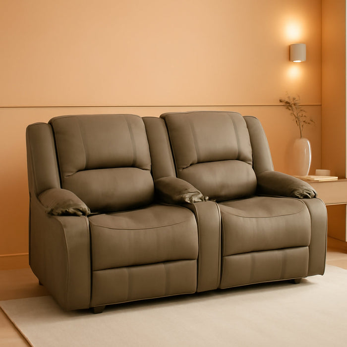 Charles 64" Powered Recliner RV Sofa with Console and Cupholders | Zero Wall Loveseat for Camper | Wall Hugger Couch with Upgraded 2023 Fabric (Putty)