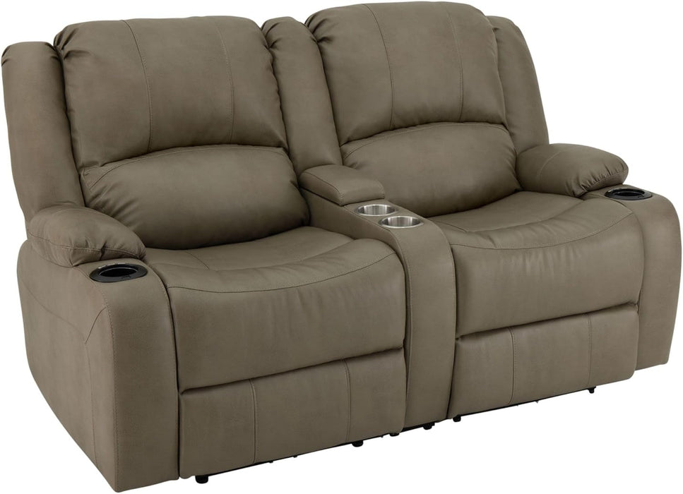 Charles 64" Powered Recliner RV Sofa with Console and Cupholders | Zero Wall Loveseat for Camper | Wall Hugger Couch with Upgraded 2023 Fabric (Putty)