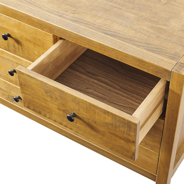 Rustic Oak Finish FiveDrawer Dresser With RoundKnobs
