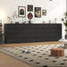 Black Malm Dresser for Bedroom, 55" Wide 37" Tall Dresser with 10 Drawers, Modern Large Wood Chest of Drawer Handle Free, Living Room, Entryway, Hallway, Black