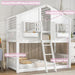 White SolidWood Playhouse BunkBed TwinOverTwin WithRoof Kids