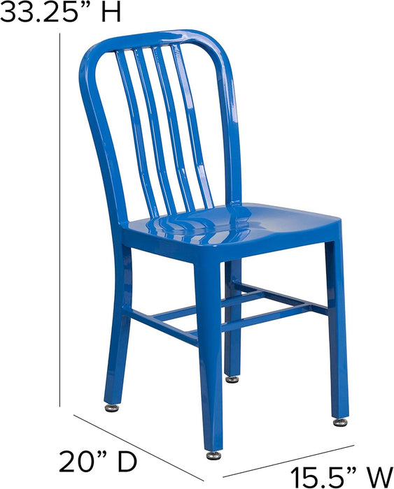 Gael Commercial Grade 2 Pack Blue Metal Indoor-Outdoor Chair