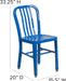 Gael Commercial Grade 2 Pack Blue Metal Indoor-Outdoor Chair