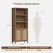 71" Tall Bookcase 5 Tier Rattan Bookshelf with Doors for Library | Farmhouse Storage Book Shelf with Adjustable Shelves Large Book Case Bookshelves for Living Room Home Office Bedroom Kitchen