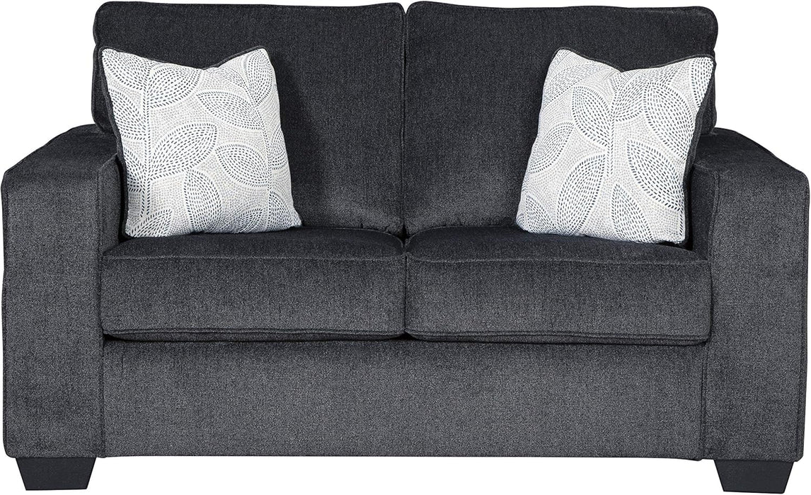 Dark Gray Modern Loveseat with 2 Accent Pillows