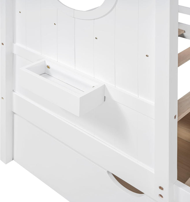 White Twin HouseShaped Bed Frame With StorageSpace