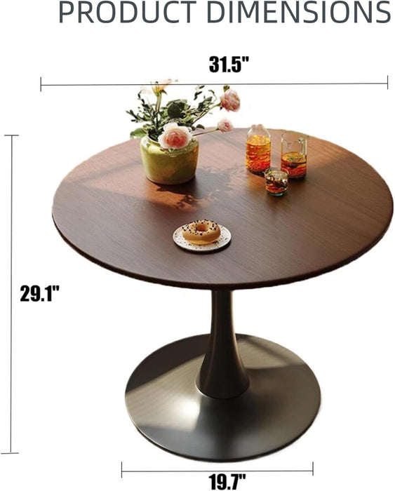 Small round Dining Table 32" Tulip Table for Living Room, Walnut | Tulip Table with Metal Pedestal & Thick MDF Top, Mid Century Small Bistro Table for Kitchen & Living Room
