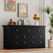Dresser for Bedroom, 7 Wood Dresser, Chest of Drawers, for TV up to 65 Inch, TV Stand Storage Chest of Drawers for Hallway Entryway (Black)
