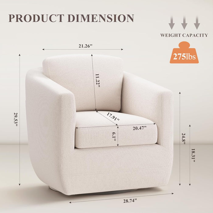 Beige 360 Swivel Armchair Deluxe Pillowtop Comfort