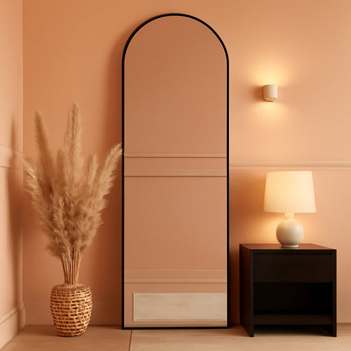 Floor Mirror, Full Length Mirror with Stand, Arched Wall Mirror, Mirror Full Length, Black Floor Mirror Freestanding, Wall Mounted Mirror for Bedroom Living Room, Black