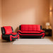 Aldo ((3 Piece) Modern Sofa Set, Black/Red