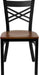 2 Pk. HERCULES Series Black ''X'' Back Metal Restaurant Chair - Cherry Wood Seat