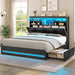 Full Size Bed Frame with 4 Storage Drawers and Headboard, Black