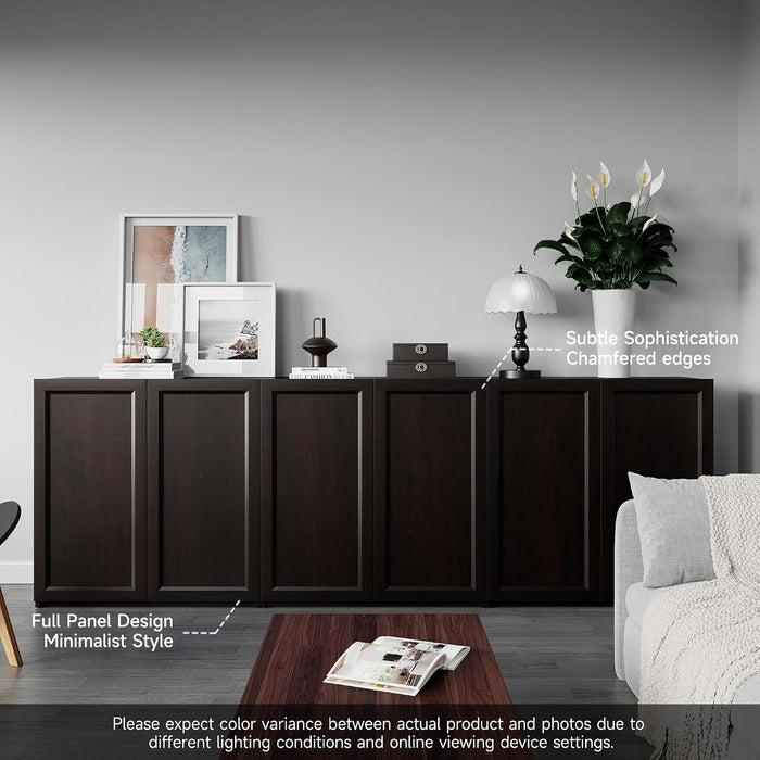 Modern Sideboard Accent 3 in 1 Buffet Storage Cabinet Display Buffet Cabinet Credenza with Adjustable Shelves for Dinging Room Living Room Entryway Coffee Bar,Dark Brown