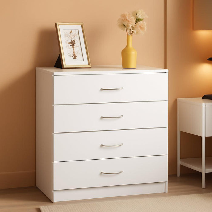 White 4 Drawer Dresser Contemporary Bedroom Storage