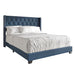 Nailhead Trim Wingback Linen Upholstered Bed, Blue, Full