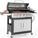 6-Burner Propane Gas BBQ Grill with Side Burner & Porcelain-Enameled Cast Iron Grates, Stainless Steel Barbecue Grills Outdoor Cooking for Outside, 665 SQ.IN. Cooking Area, 65,800BTU