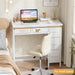33" Small Computer Desk with 5 Fabric Drawers, White, 14.2" D