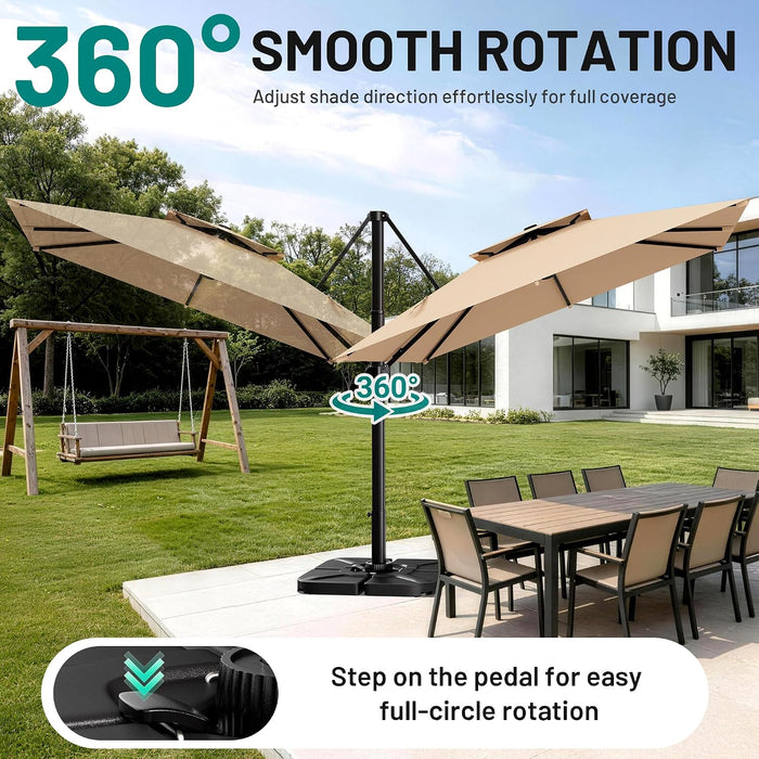 11×11 FT Double-Top Cantilever Patio Umbrella, Beige