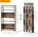 No Assembly 5 Tiers Folding Bookshelf 56.14''H Extra Storage,Rustic Brown