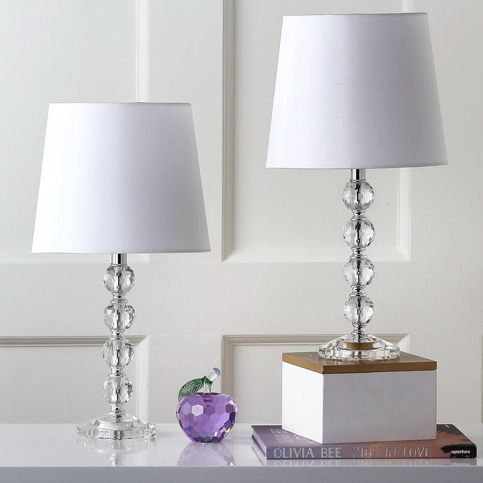 Lighting Collection – Nola Set of 2 Modern Glam Stacked Crystal Ball 16-Inch Table Lamps, LED Bulbs Included, Bedroom Living Room Home Office (LIT4123C-SET2)