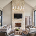 Wagon Wheel Chandelier, 12-Light Golden Farmhouse round Chandelier, Industrial Lighting Fixtures, Glass Pendant Light Suitable for Porch, Dining Room, Living Room, and Bedroom.