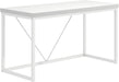 White Computer Desk, Modern Home Office Desk, Small Wood Study Writing Table Workstation for Bedroom Living Room, 47 Inch