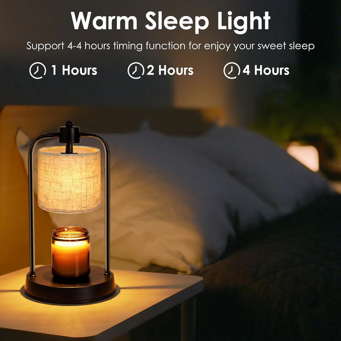 Candle Warmer Lamp Electric with Timer: Wax Melts Warmer - Dimmable Candle Wax Warmer Electric Candle Warmer with Replacement Bulbs, Bedroom Home Decor Compatible with Various Candles-Linen