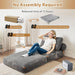 75Inch Grey Foldable Convertible Sofa Bed SleeperCouch