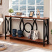 Sofa Console Table, Rustic Console Table with Faux Marbled Tabletop, Engineered Wood Entryway Tables with 2 Tier Storage, Narrow Sofa Table for Living Room, Hallway (55 Inch, Rustic Brown)