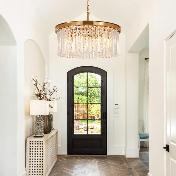 Modern round Gold Chandelier, 8-Light Ceiling Fixture | 20" Small Pedant Lighting Fixture for Bedroom, Dining Room, Kitchen Island