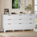 63" Long Dresser for Bedroom, 9-Drawer Fluted Dresser, Extra-Wide Wood Chest of Drawers with Smooth Metal Slides, Stable Base, Modern Clothes Storage Cabinet for Living Room, Hallway, Nursery