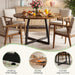 47.2-Inch round Dining Table for 4, Kitchen Dining Room Circle Dinner Pedestal Table, Farmhouse Kitchen Table with Retro Brown Tabletop, Curved Black Metal Legs, Easy Assembly TCZ13BFC1