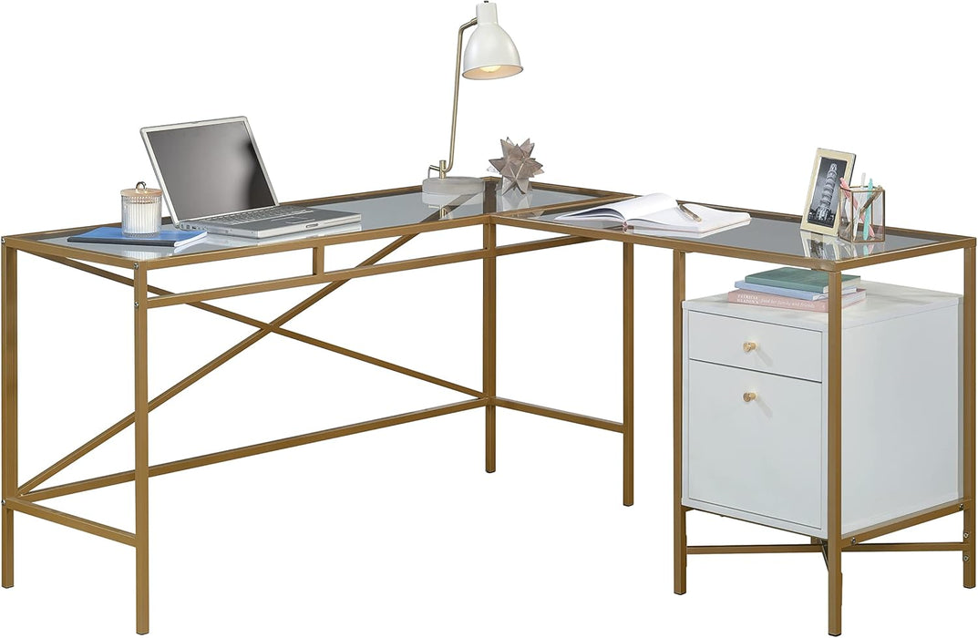 Harper Heights L-Desk, White Finish