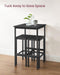 Bar Table and Chairs Set, Square Table with 2 Stools, Dining Pub Set for 2, Space Saving for Kitchen Breakfast, Living Room, Party Room, Ebony Black and Ink Black
