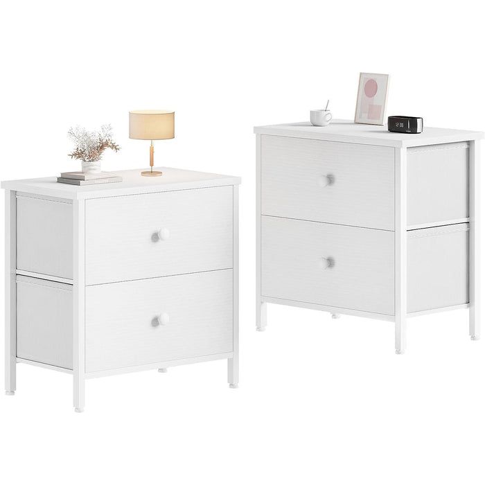 White Nightstands with 2 Drawers