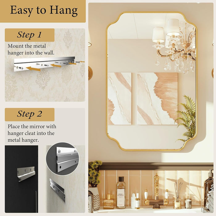 24"X36" Gold Foil Scalloped Decorative Wall Mirror