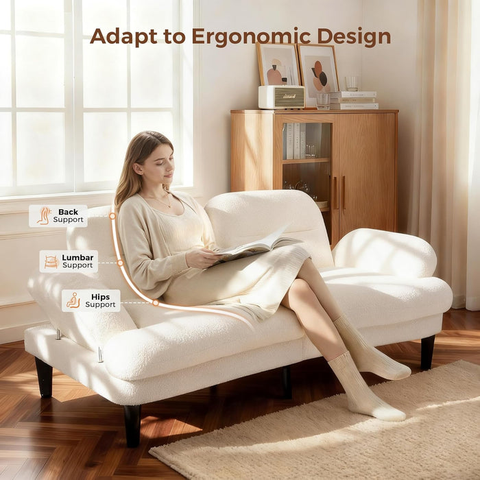 Beige SeventyNineInches Futon Sofa Bed Convertible