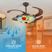 48" Tiffany Retractable Ceiling Fan with Light - (Garden, Brown)