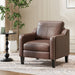 Mid-Century Modern PU Leather Accent Chair Set of 2, Chocolate Brown with Removable Cushions