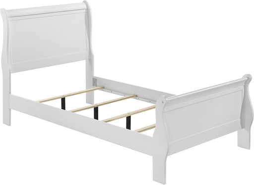 Home Furnishings Louis Philippe Traditional Wood Twin Size Sleigh Bed Frame 47-Inch Headboard White 202441T