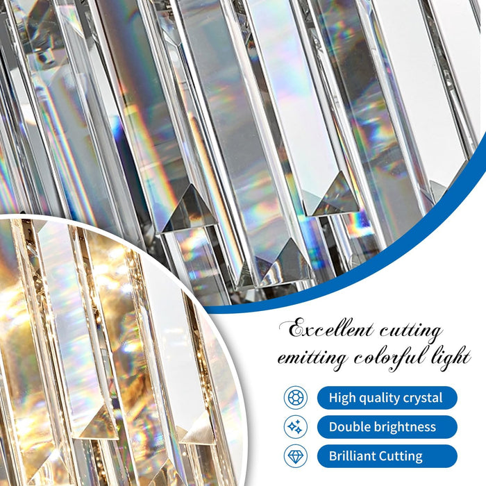 Crystal Semi Flush Mount Ceiling Light Fixture, Modern Small Silver Chandelier for Hallway Foyer Entryway Walk-In Closet Bedroom, Fit E26 Base Bulbs, 1-Light, 8.5Inch