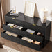 55" Wide Fluted 6-Drawer Double Dresser for Bedroom, Black
