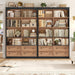 71" Tall Bookshelf with 4 Drawers Large Bookshelf Office Bookcase | 6-Tier Double Wide Bookshelves and Bookcases with Storage, Tall Bookshelf Standing Book Cabinet for Home Office, Brown/Black