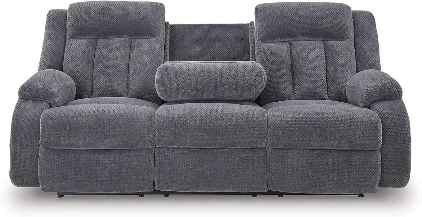 Free Wake Modern Dual-Sided Power Reclining Sofa with Drop down Table, USB Charging Port and 2 Cup Holders, Gray