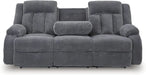 Free Wake Modern Dual-Sided Power Reclining Sofa with Drop down Table, USB Charging Port and 2 Cup Holders, Gray