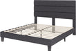 Queen Size Bed Frame with Linen Upholstered Headboard, Modern Platform Bed with Wooden Slats Support, Noise-Free, No Box Spring Needed, Easy Assembly, Grey