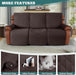 Waterproof Recliner Sofa Cover 1-Piece Couch Covers for Reclining Couches Reclining Sofa Cover Washable Furniture Protector with Elastic Straps Pocket for Kids, Pets (Chocolate, 3 Seater)