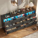 Drawer Dresser for Bedroom with Power Outlet, Black Dressers with LED Light,Dresser Chest of Drawers for Closet,Wood Dressers Organizer Cabinet (Black 9 Drawers)
