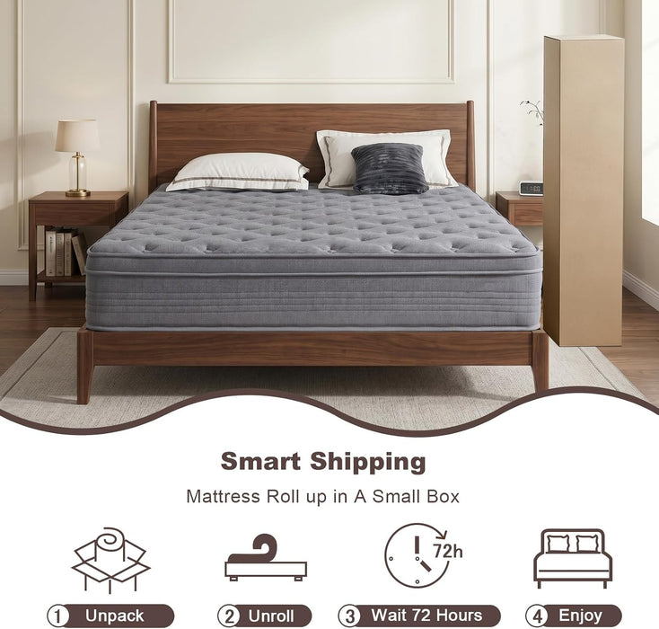 Full Size Mattress, 12 Inch Memory Foam Hybrid Mattresses for Pressure Relief, Motion Isolation, Breathable Comfort and Durable, Certipur-Us